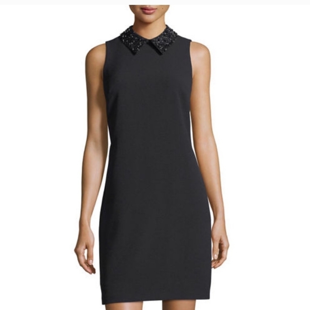 Julia Jordan Black Sleeveless Sheath Dress with Peter Pan Collar